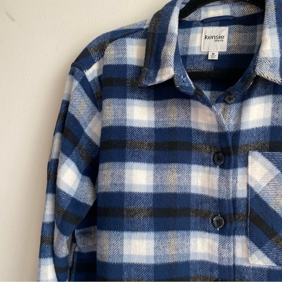 Cozy Oversized Black and Blue Flannel - Picture 3 of 4